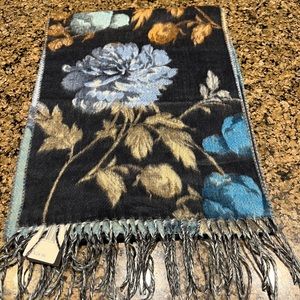 Navy Blue Floral Scarf L60 W12